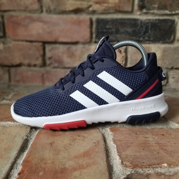 adidas | Shoes | Adidas Cloudfoam Boys Racer Tr 2 Running Shoes Blue White  Fx7277 Lace Up 5 | Poshmark